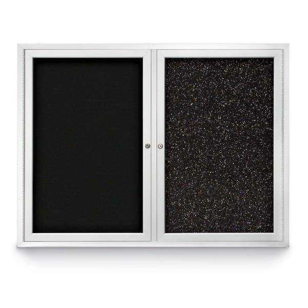 United Visual Products Corkboard, Med Grey/Black, 48" x 36" UV404-BLACK-MEDGRY - main